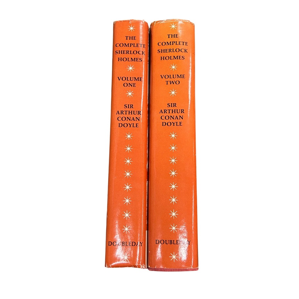 Doubleday Complete Sherlock Holmes 2 Vol Set Orange Hardcover Mystery Bookish
